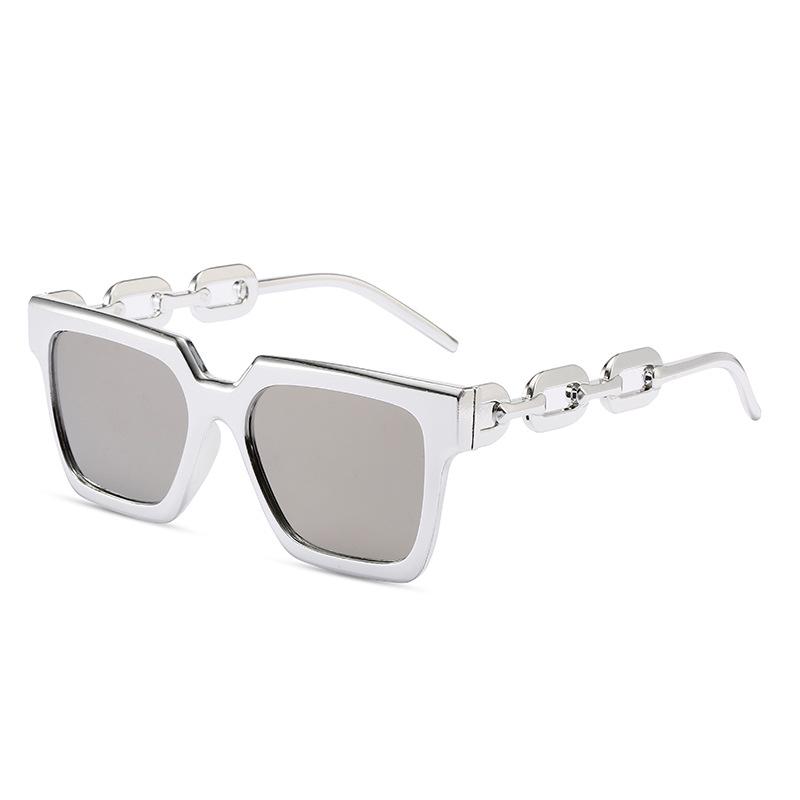 Ins New Retro Candy Color Square Women Sunglasses Luxury Brand Trend Chain Frame Design Men High Quality Uv400