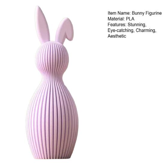 Hase Figur 3D Gedruckt Gerippte Textur Kaninchen Statue mit Gefaltetem Ohr Design für Zuhause Tischplatte Bücherregal Dekoration