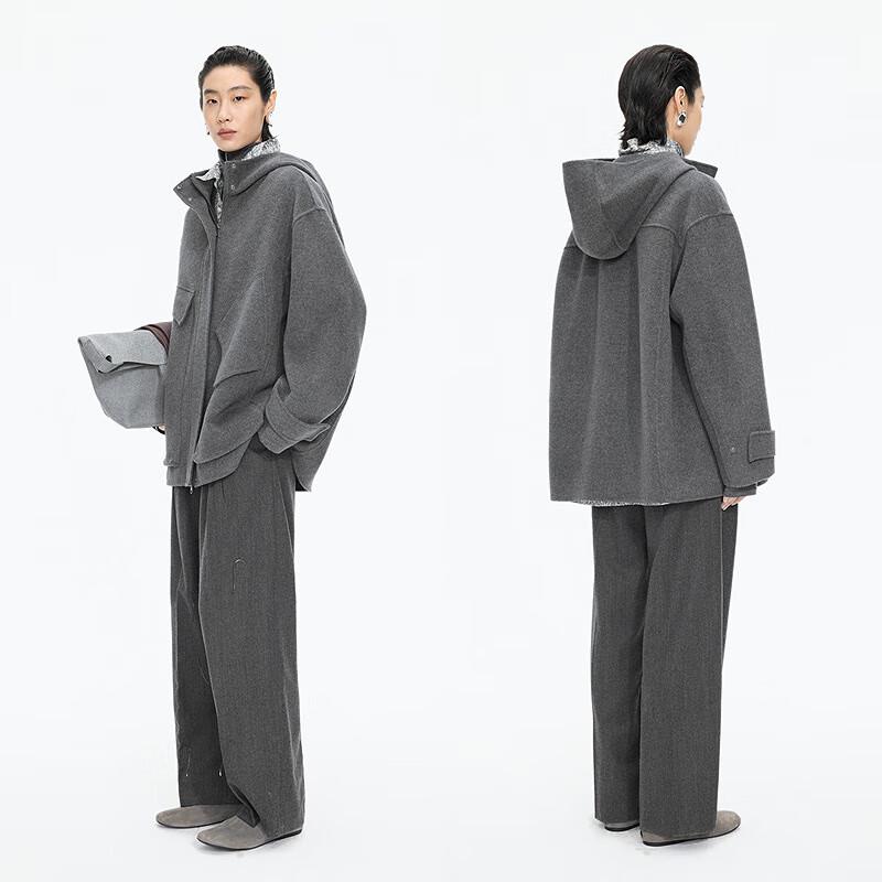 JNBY 2025 Winter Loose Hooded Wool Coat
