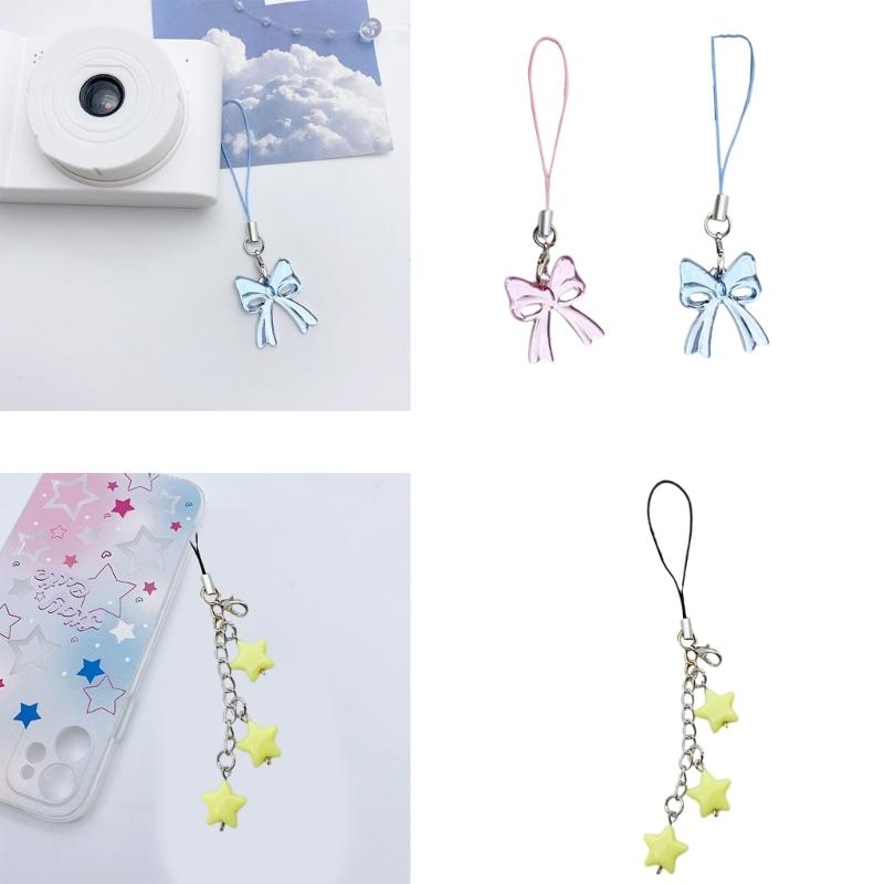 Stylish Star Bag Pendant Camera Pendant Cute Phone Lanyard Fashionable Phone Charm Resin and Alloy Material for Women