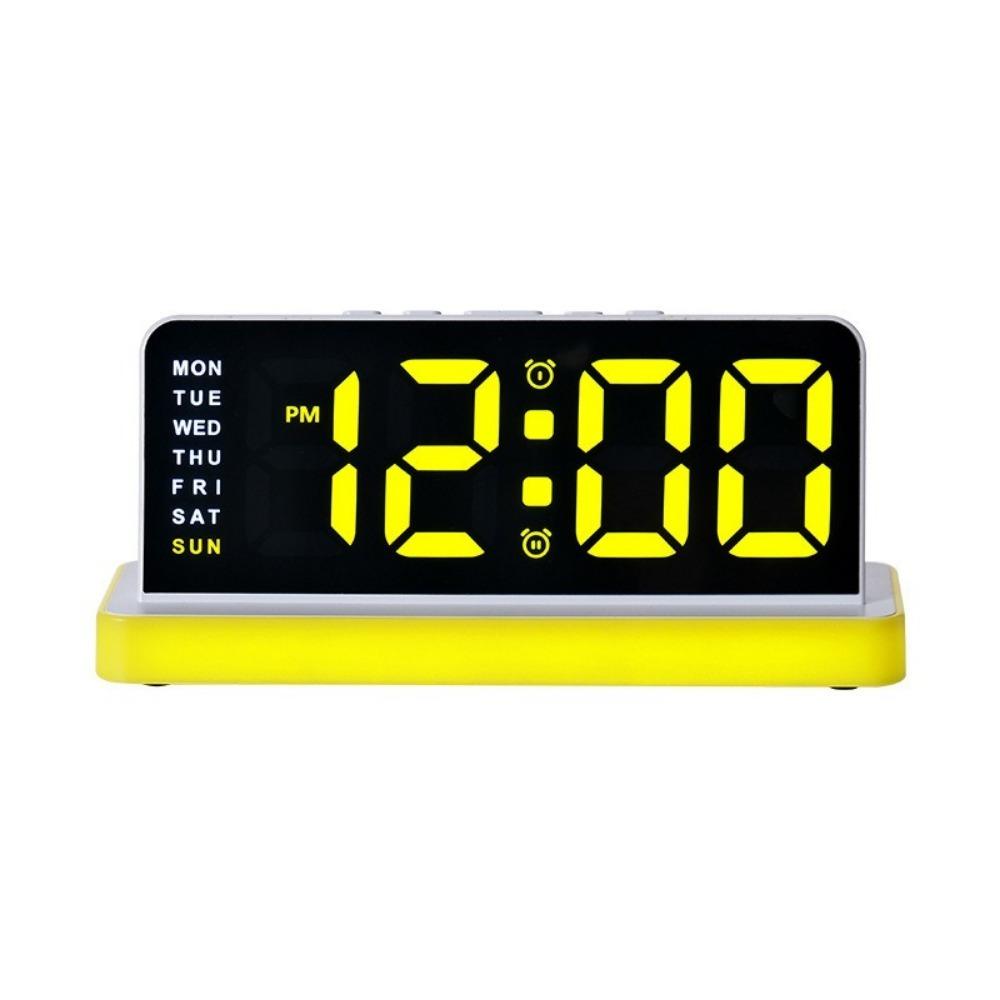 Large Screen Digital Alarm Clock Large Display Table Clock LED Electronic Clock Home Use жёлтый