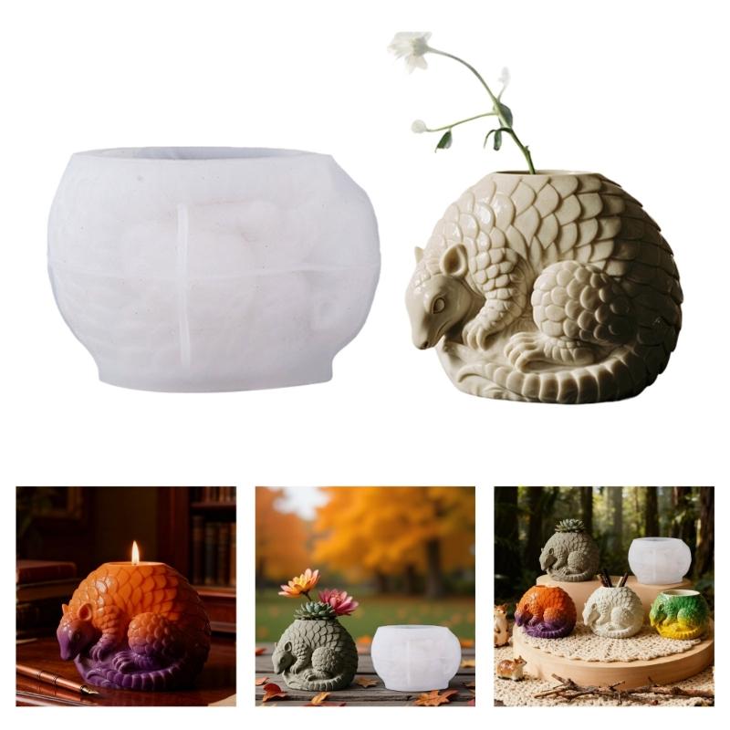Flexible Silicone Pangolin Planter Mold For Resin Casting Jewelry Organiser And Succulent Plant Pots Crafting Tool