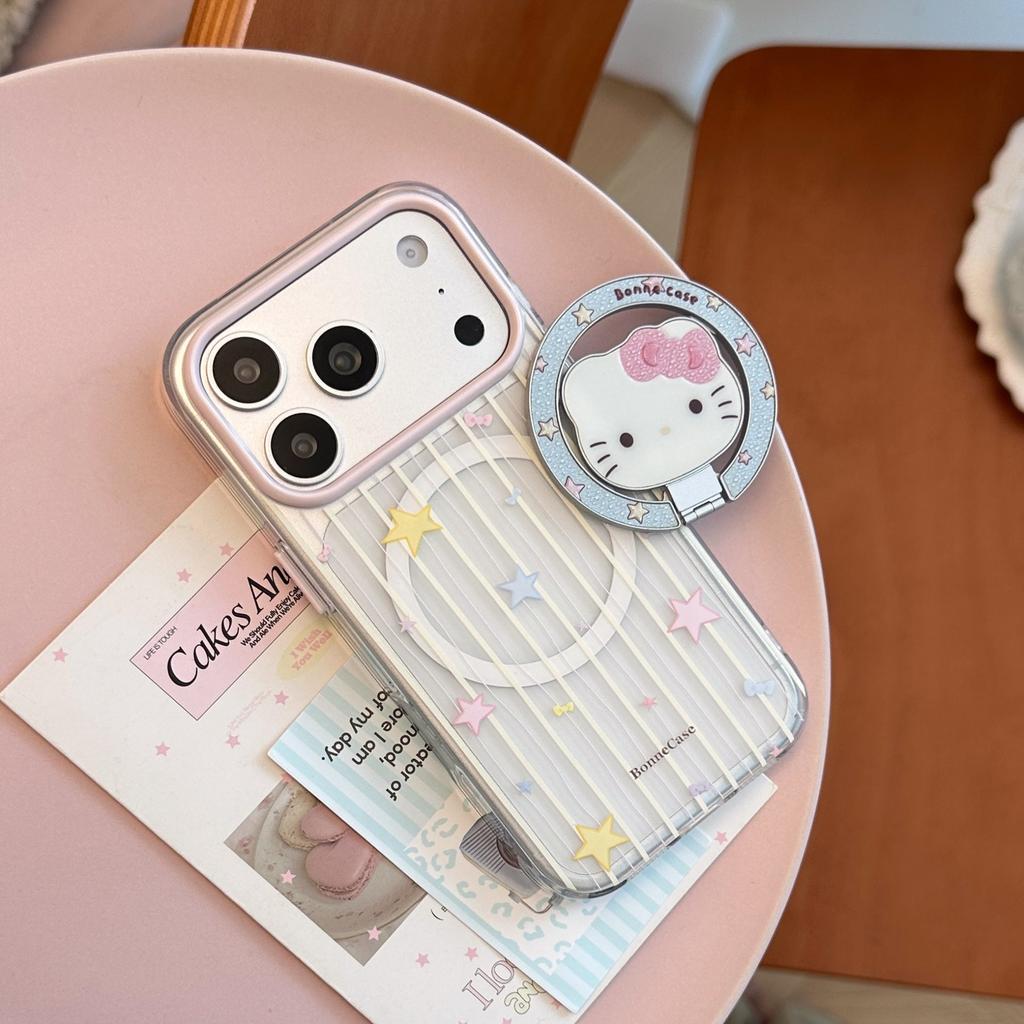 Ins Wind Graffiti Stars Apply 17pro Mobile Phone Case Iphone16 Cat Magnetic Suction Bracket 15 Soft Cover 13 Sweet