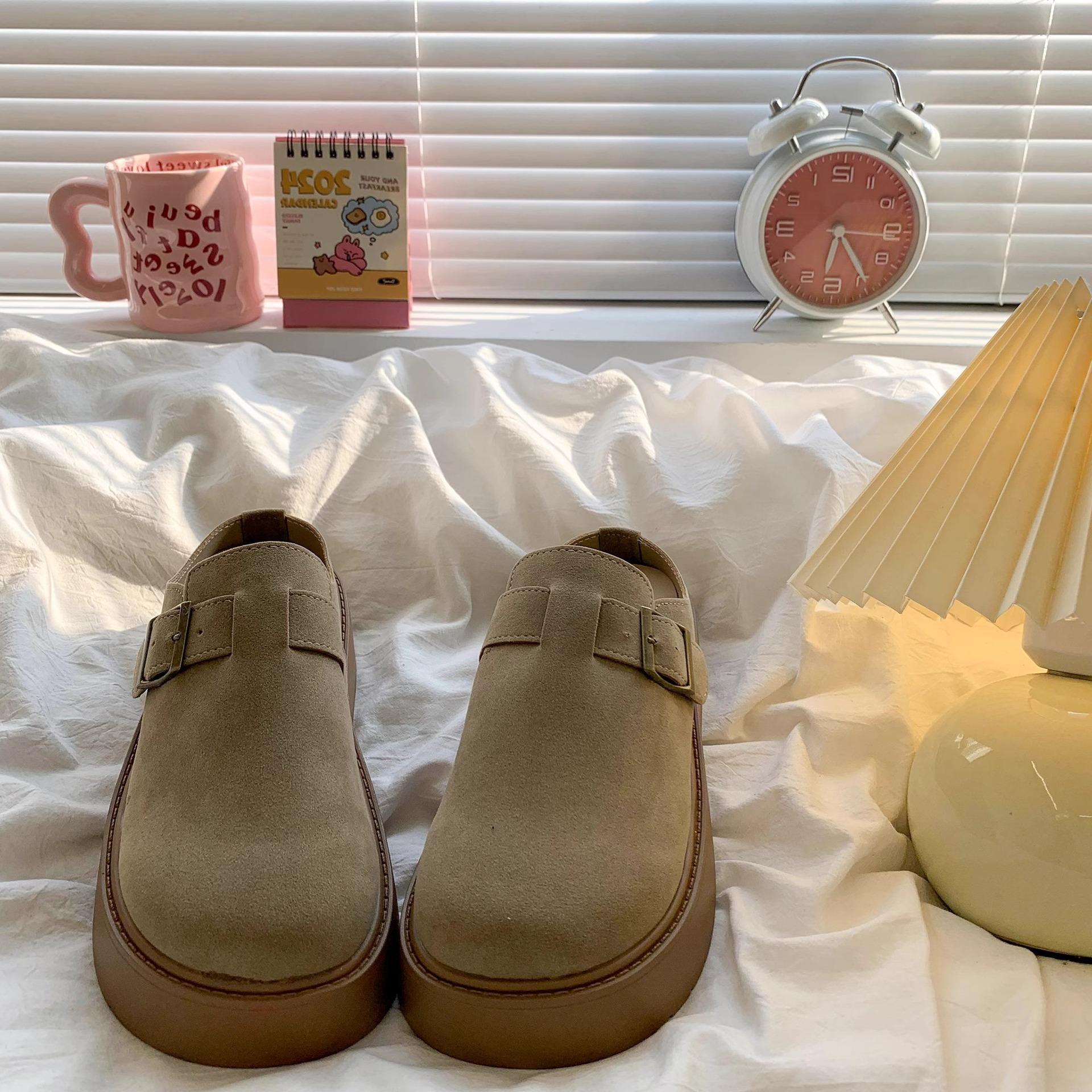 

JMXD-ретро Платформа Сумка Голова Полутапочки Женские Увеличение Роста Верхняя Одежда Одна Педаль Обувь 40