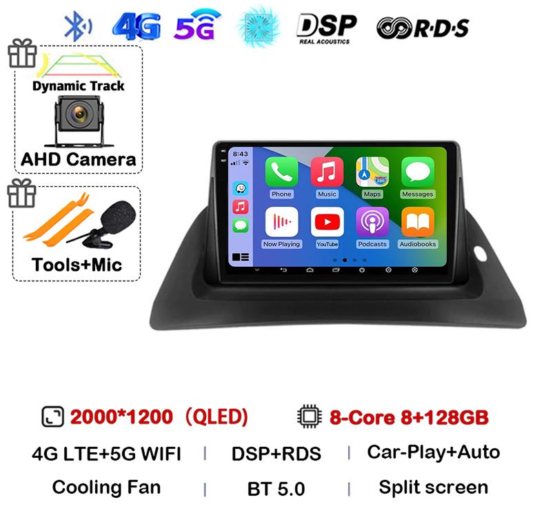 Android 14 Carplay Auto 4G+WIFI For Renault Kangoo 2009-2012 2015 2016 2017 2018 Car Radio Multimedia Stereo Video Player GPS BT