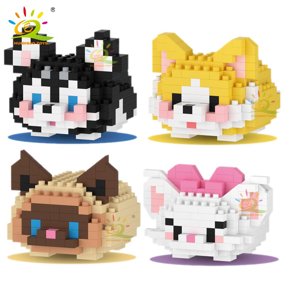 MINI Süßer Haustier Hund Katze Modell Baustein Mikro Set Kinder Stadt Cartoon Tier Diamantsteine Lernspielzeug für Erwachsene