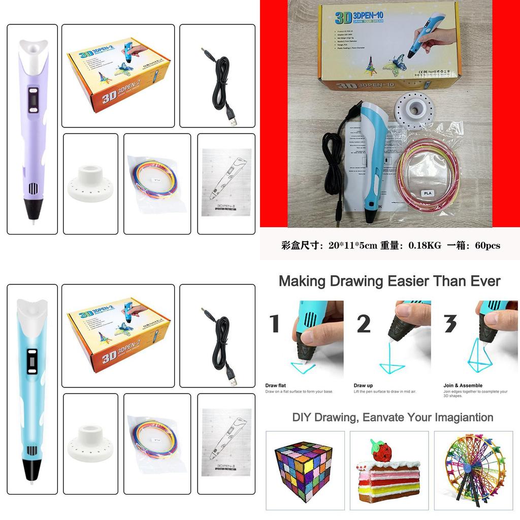 Premium 3d Printing Pen For Kids Digital Display Pla Filament Educational Toy