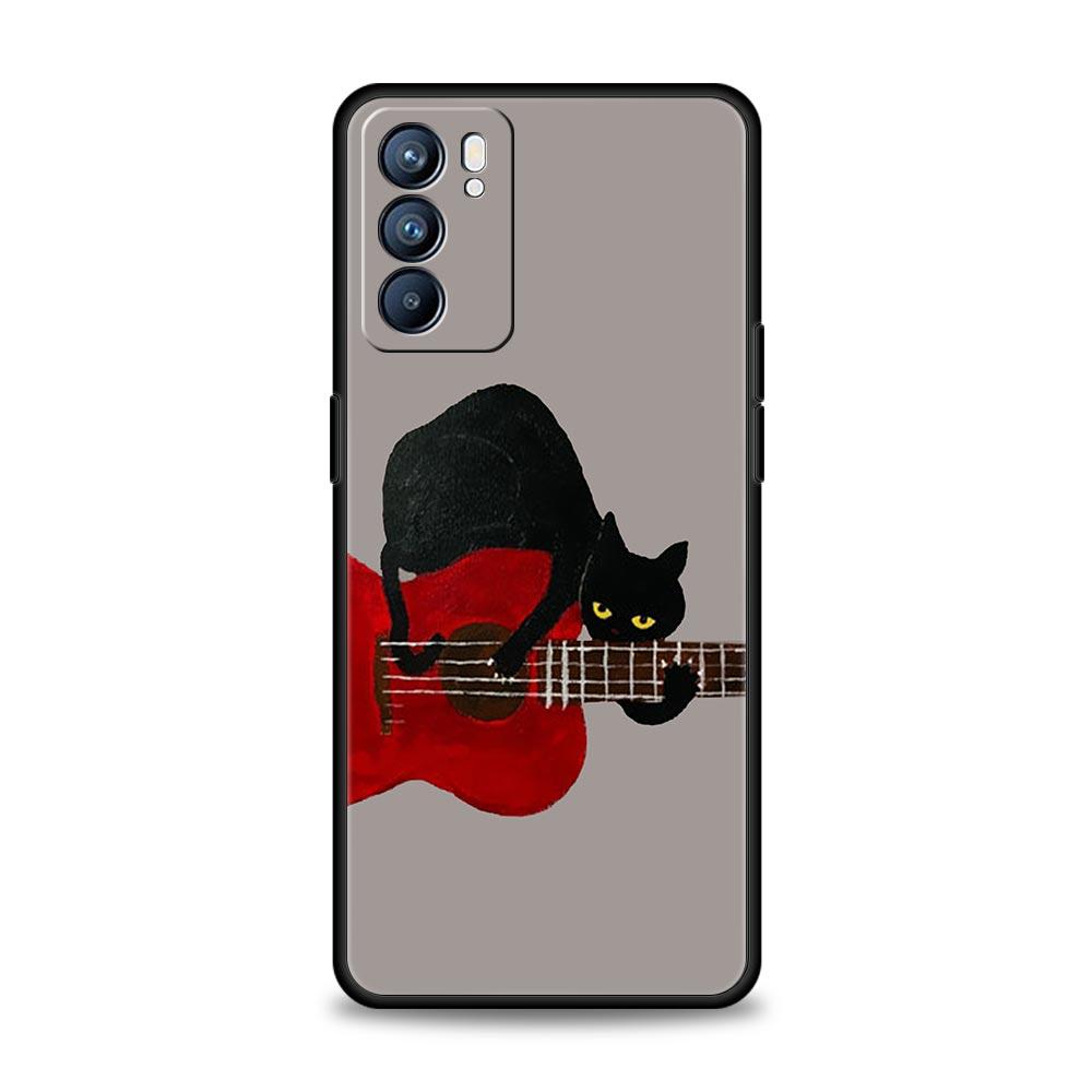 Lovely Cat Playing Fun Phone Case For Oppo A54 A53 A52 A15 A95 A16 A78 A79 A80 A98 4G Find X5 X6 Reno10 12 13 F Pro 5G Cover