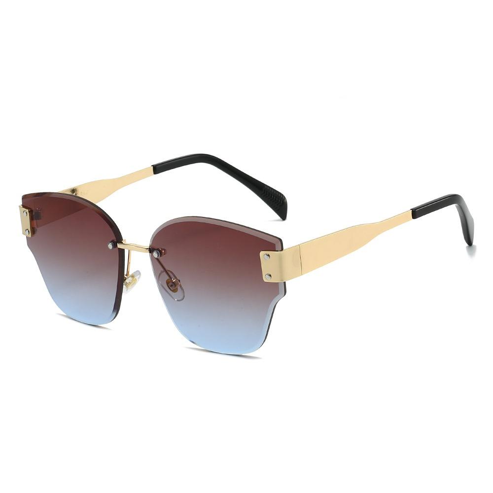 New Luxury Frameless Gradient Rectangular Sunglasses UV400 Protection Trendy Metal Frame Design for Women Men
