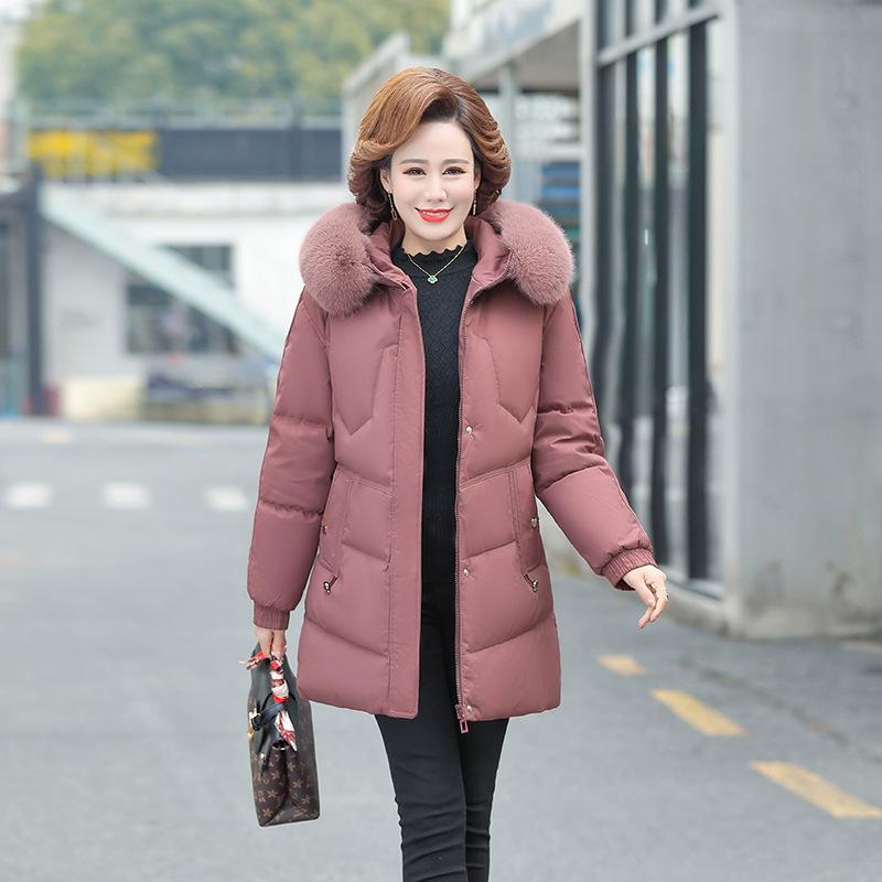 

Mom s Stylish Mid-Length Winter Jacket with Fleece Lining for Middle-Aged and Elderly Women 5XL (150-165 lbs)