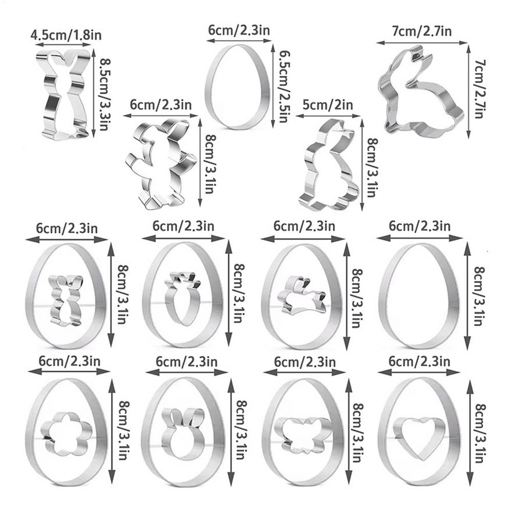 

Набор формочек для печенья на Пасху, 13 шт., формочки в виде кроликов и яиц для приготовления сэндвич-печенья, идеально подходит для Пасхи, тематических вечеринок и выпечки