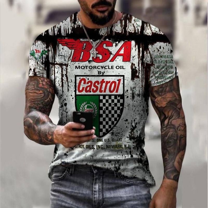 Llega Camiseta de Hombre Lemans Coche Patrón Vintage Camisetas Verano Oversize Casual Camisetas Manga Corta Hombre Ropa Hombre