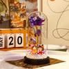 Rose Flower Preserved in Glass Dome with Night Light - Mother's Day or Birthday Gift Ornament