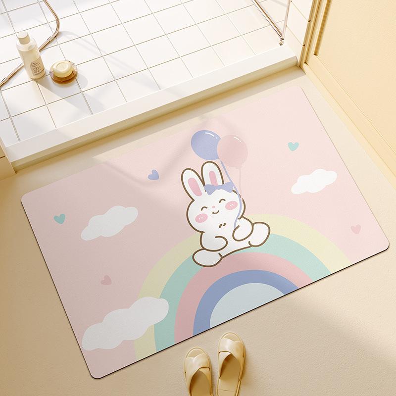 Cute Cartoon Bathroom Bathroom Door  Elderly Pregnant Woman Anti-slip Floor Mat Diatom Mud Water-absorbing Foot Mat