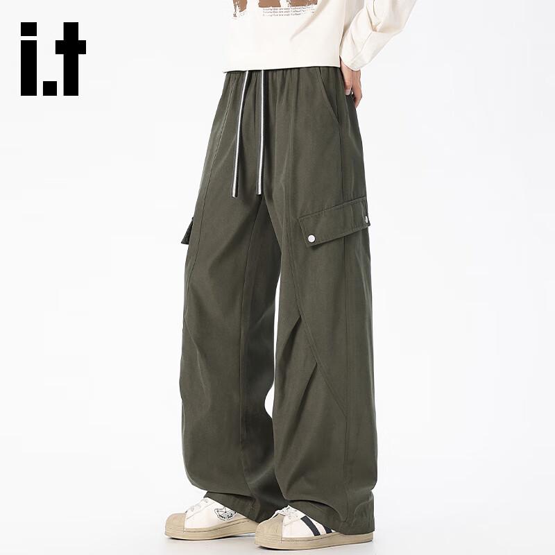 

Izzue American Style Pleated Multi-Pocket Loose Straight Work Pants 4XL