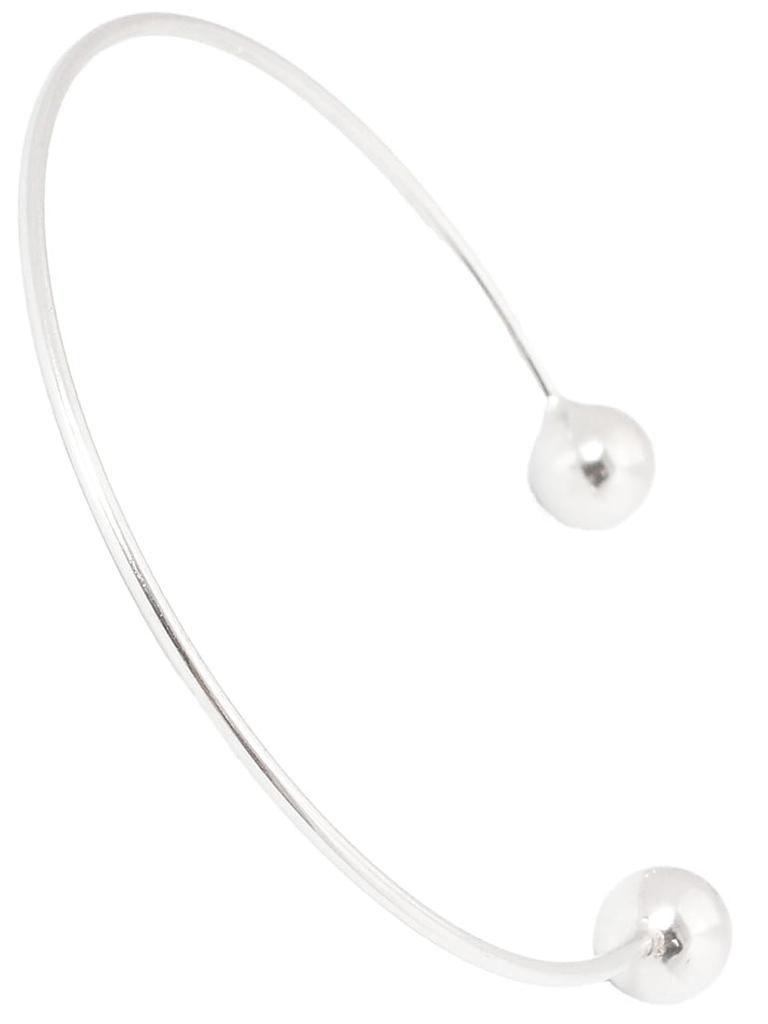 Authentic 925 Sterling Simple Ball End Cuff Tip Bangle Bracelet for Men and Slim with Designer One Size Fits Silver, Women, Fit, Drawstring, Casual,