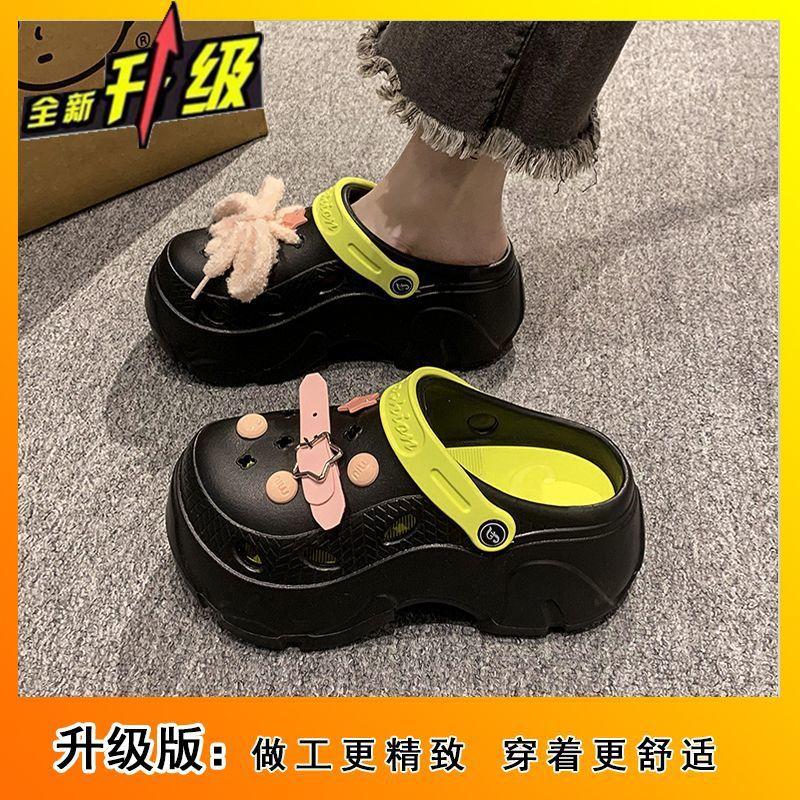 Cute bag head cool slippers women's summer wear 2025 new fashionable versatile beach non-slip thick-soled hole shoes