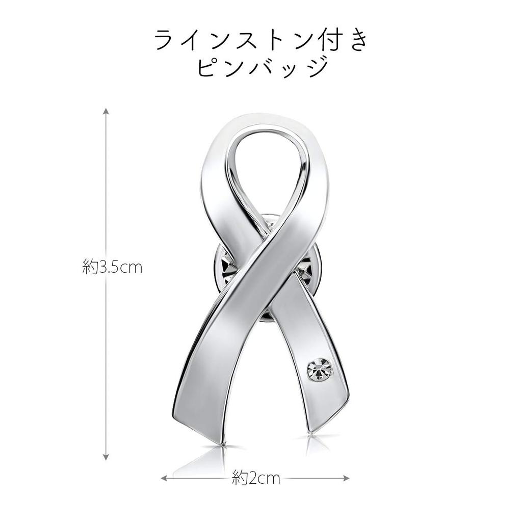 AWARENESS RIBBON Pin Badge SDGs Depression Schizophrenia Silver Ribbon Silver Large