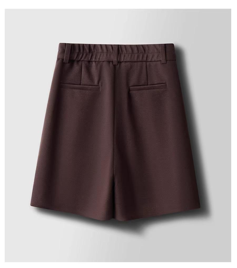 Women's High-Waist Woolen A-Line Shorts - Casual Bootcut for Spring, Autumn, & Winter 2025