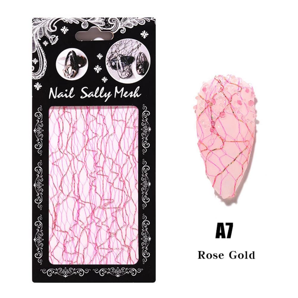 Buy 1pc 3D Mesh Nail Sticker Gold Silver Net Sliders Line Tape Holo ...