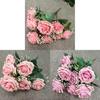 Home Decor Artificial Rose Flower Bouquet With Realistic Petals For Wedding And Photography Props