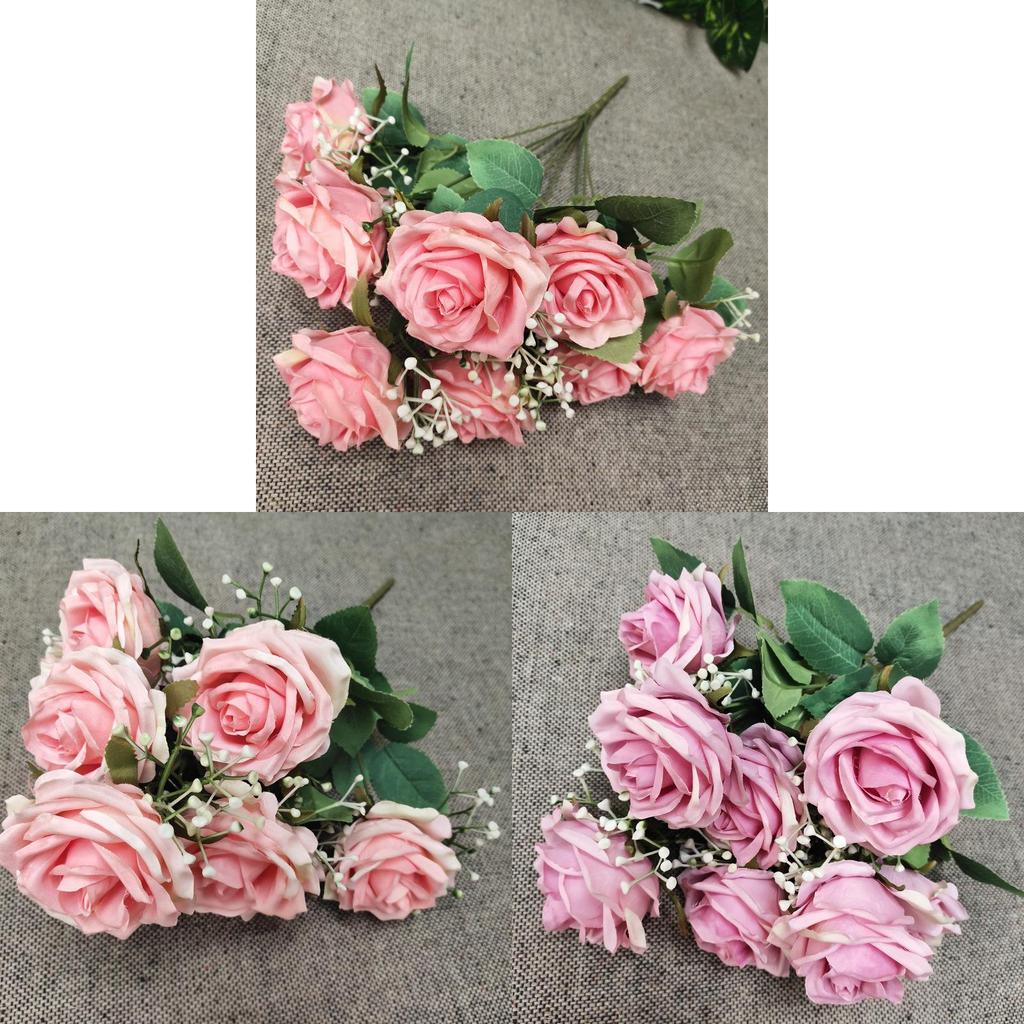 Home Decor Artificial Rose Flower Bouquet With Realistic Petals For Wedding And Photography Props