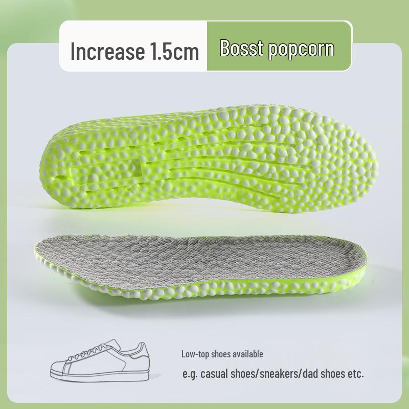 

Popcorn Height-Boost Insoles for Men & Women: Sweat-Absorbing, Deodorant, High Elastic, Shock-Absorbing, Invisible Lift Size 35-36