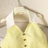 Girls' Fashionable Outfit - Spring/Autumn Children's Casual V-neck Collarless Sleeveless Long Pants Set