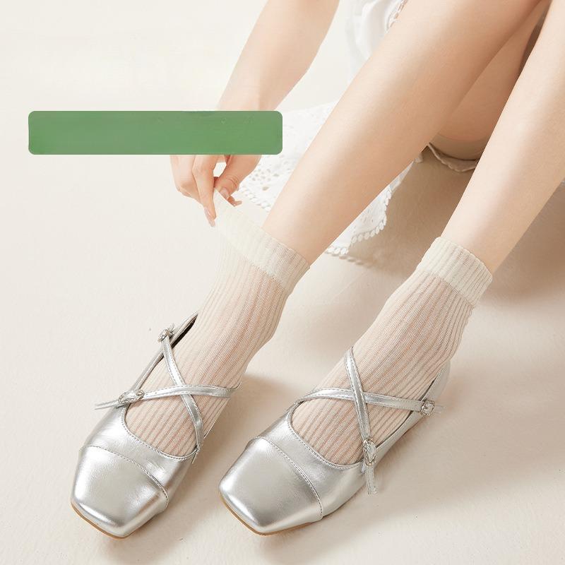 Pończochy z jedwabiu morwowego dla dzieci, na wiosnę i lato, cienka siateczka, bezszwowe, antybakteryjne, dezodoryzujące, pochłaniające pot, skarpetki do połowy łydki Lolita