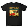 Retro Sunset Best Pug Dad Ever Funny Dog Lover Vintage Men Black T-Shirt Cotton