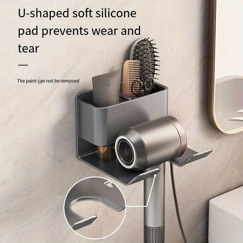 1pc No Drill Wall-Mounted Hair Dryer & Phone Holder - Suction Cup Installation, Space-Saving Bathroom Organizer with Sturdy Adhesive/Fixture