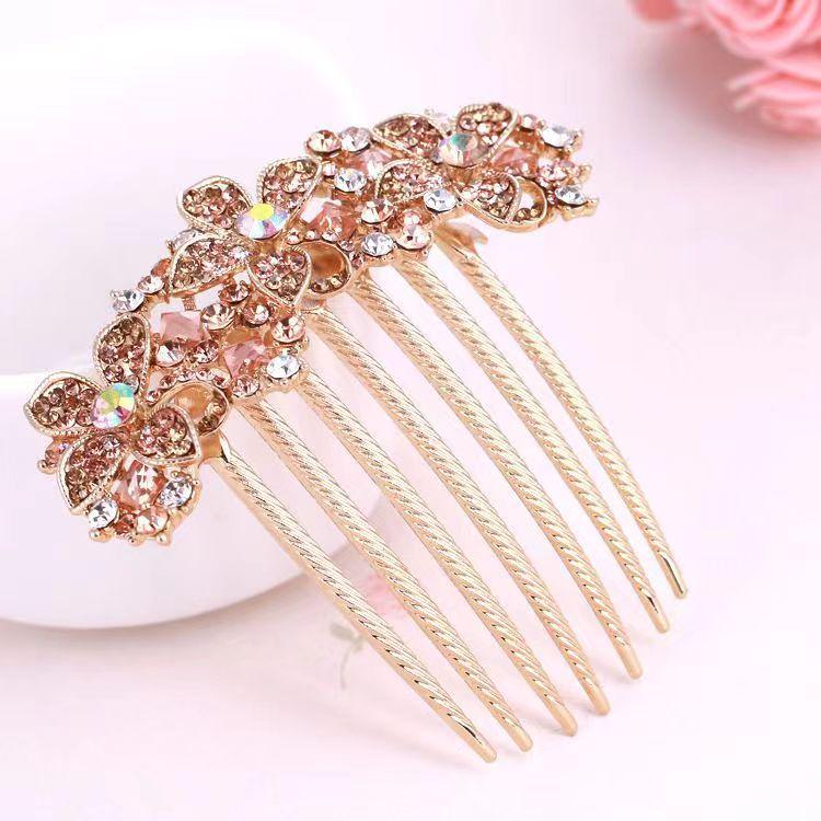 

Металлический гребень для волос с семью зубцами и стразами и шпилька - корейский стиль