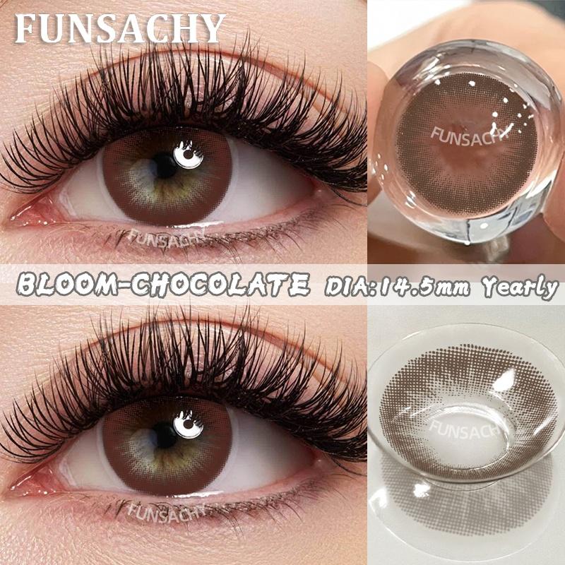 FUNSACHY 1 Pair Korean Lenses Colored Contact Lenses for Eyes Natural Round Black Brown Lens Beautiful Pupil Color Eye Contacts