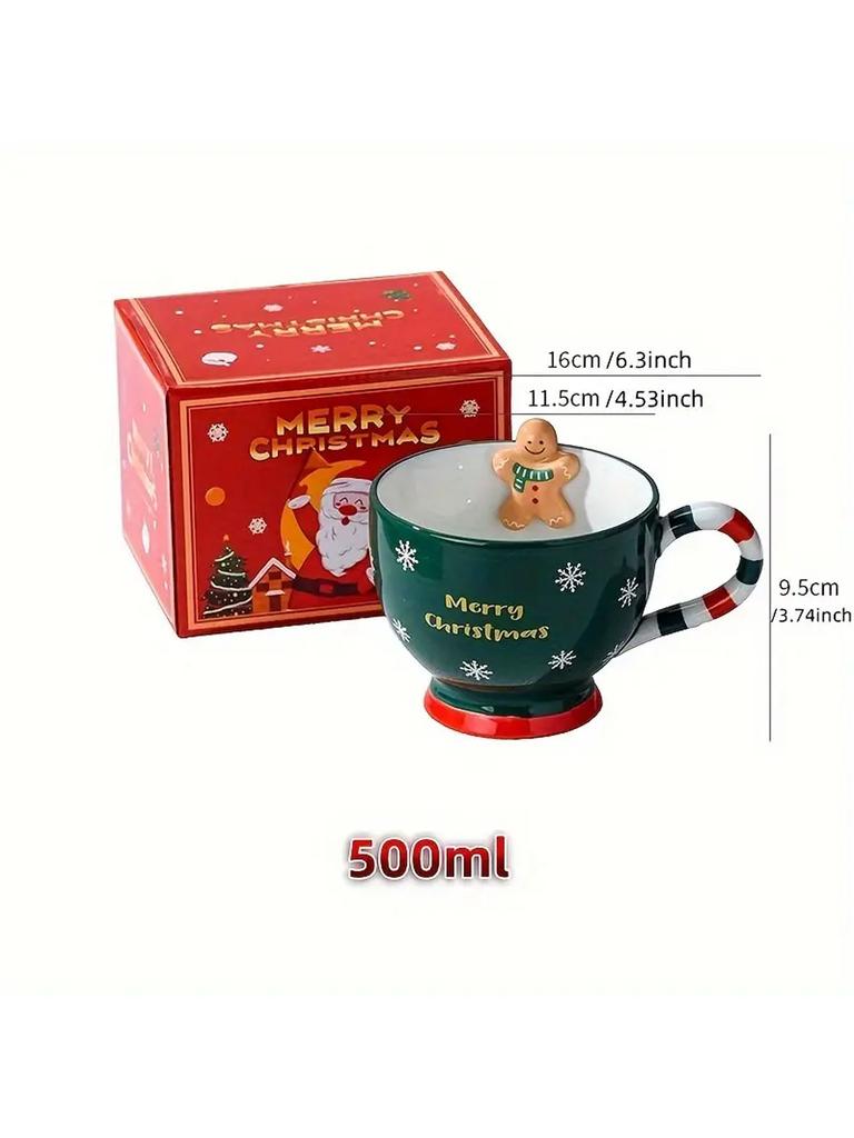 Christmas Mug, Cartoon Gingerbread Man Santa Claus Mug, Large Capacity, Very Suitable for Christmas, the Perfect Christmas Gift
