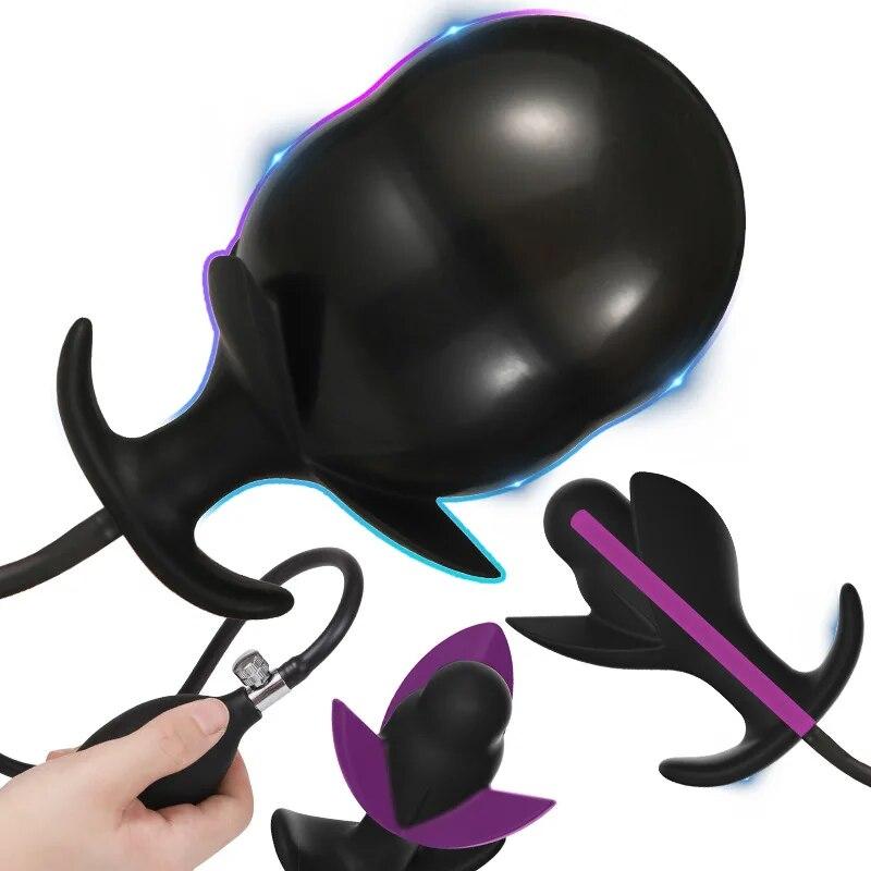 Silicone Inflatable Anal Plug Adult Sex Toy Masturbator Fisting Gay 18+