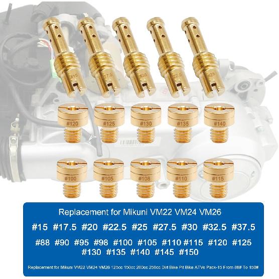 25 Pcs Carburetor Main Jet Kit Replacement for Mikuni VM22 VM24 VM26 Carburetor Used on 125cc 150cc 200cc 250cc Engine Motorcycle Dirt Pit Bike (25