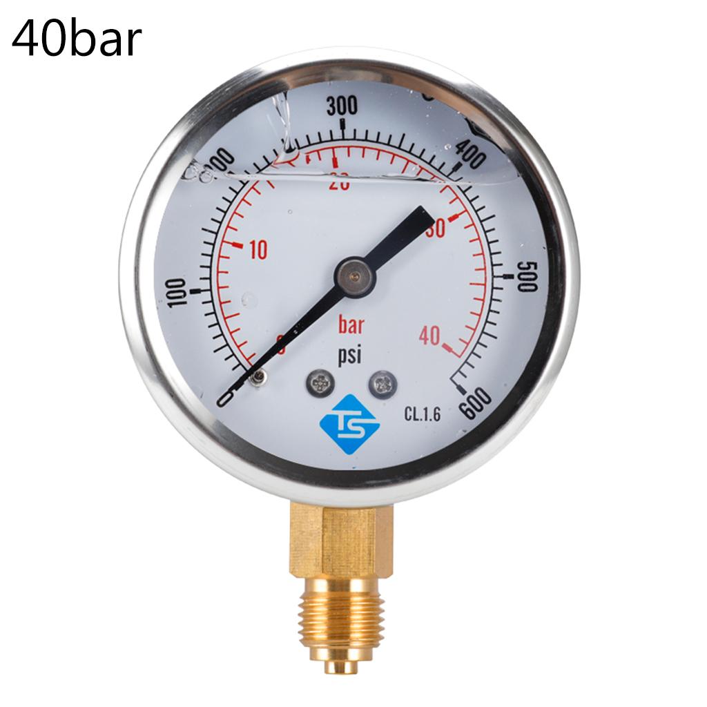 16 Styles Dual Scale Liquid Filled Pressure Gauge with Brass Internals 1/4" BSPT Bottom Mount Pressure Gauge Durable