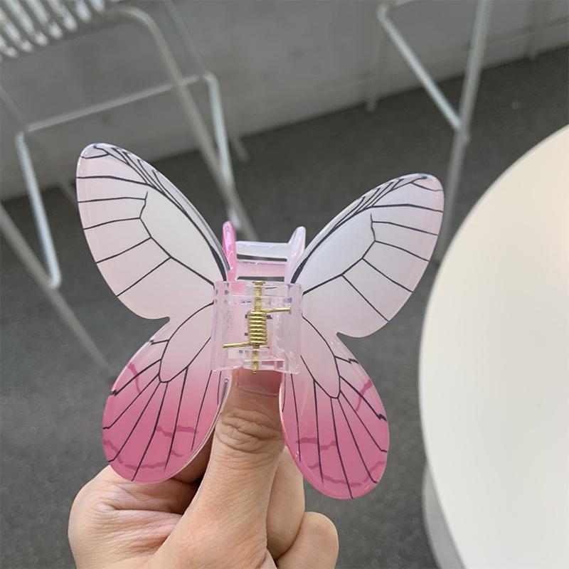 

1 шт. Стиль Бабочка Ацетат 3D Цветочный Зажим Акула Женская Заколка для Задних Волос - Премиальный Мерцающий Аксессуар для Волос
