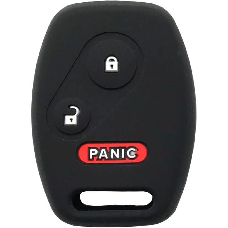 Silicone Protector Key Fob Cover Case fit for Honda Accord Pilot Civic Crosstour CR-V Element Key Fob 3 Buttons (Black+Black)