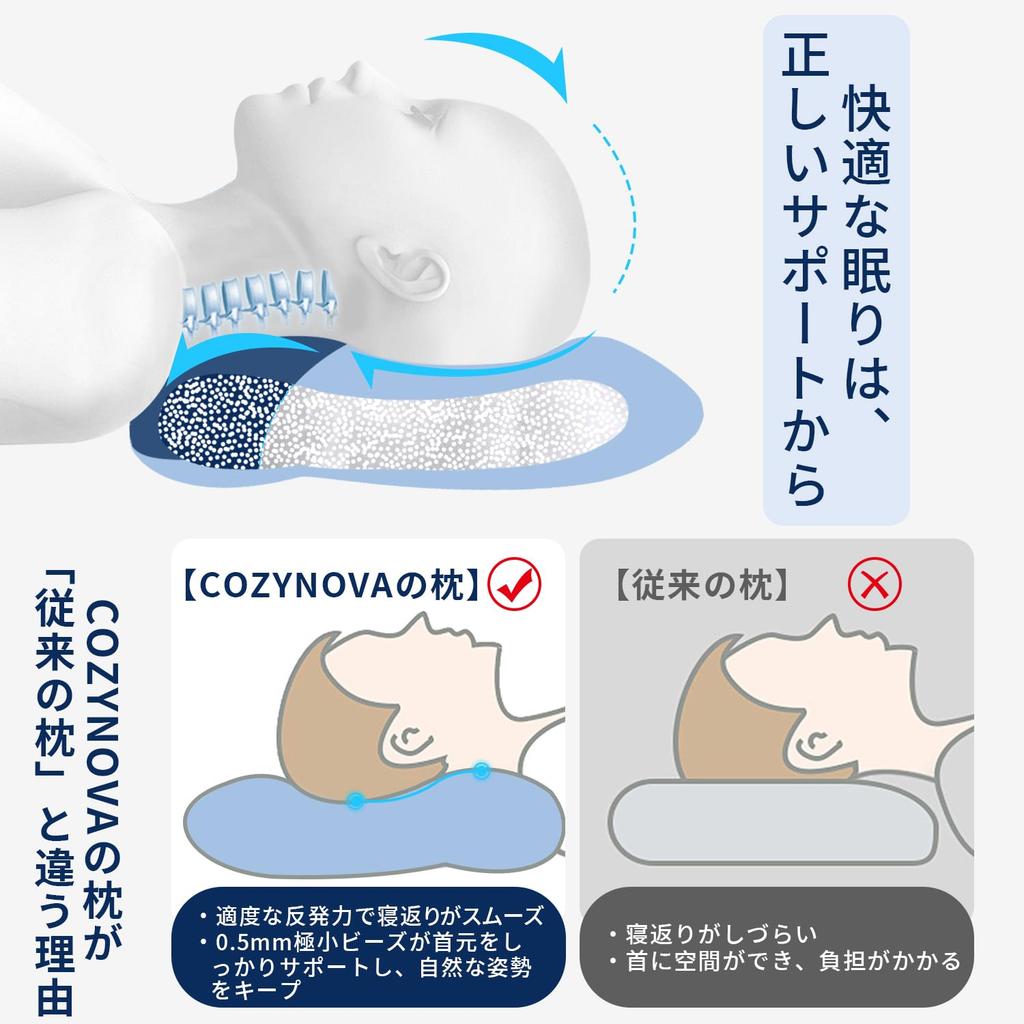 COZYNOVA Pillow: Neck Pain Relief [Odor-Resistant, Shoulder and Neck Support, Lightweight, Breathable] Sleep Pillow with Microbead and Microwavable