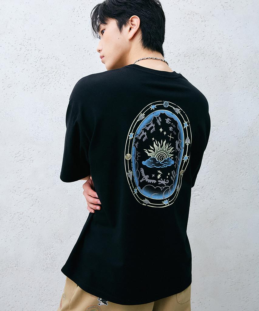 GAKKAI UNIONS Sunset Western Button Short Sleeve T-Shirt Black