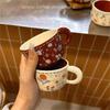 Retro cute lucky meow cup ceramic kitten coffee cup breakfast cup flower tea cup