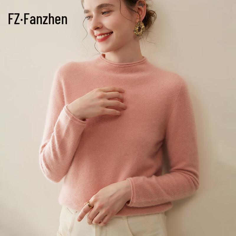 Fanzhen Women's 100% Cashmere Half-High Neck Sweater