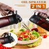 Oil Sprayer for Cooking,470ml 2 in 1 Olive Dispenser Bottle Kitchen Gadgets for Air Fryer/BBQ,Glass Mister Spray with Stickers