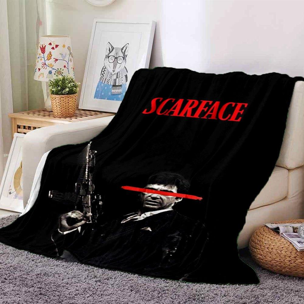 

1pc Scarface-Inspired Flannel Blanket - Soft Cozy All-Season Throw for Bedroom, Sofa, Camping, Travel - Perfect Gift for Movie FansB31 80cmx120cm(31inx47in)