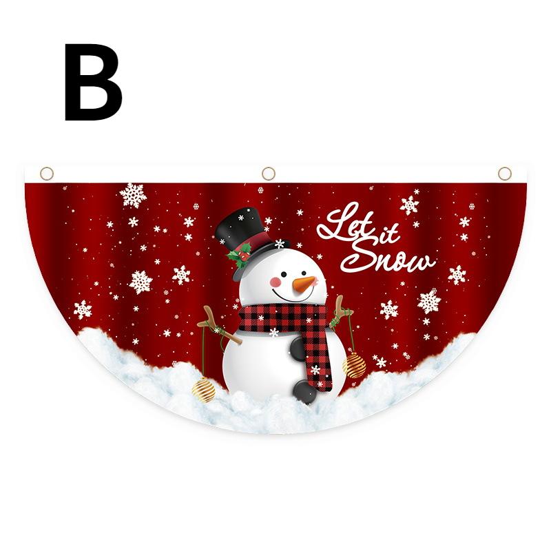 1Pcs Christmas Outdoor Polyester Fan-shaped Flag Christmas Decor for Home Cristmas Drop Ornament Xmas Gift New Year