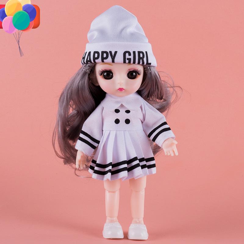 17CM Mini Bevegelig 13 Leddet Dukke Jenter Leketøy 3D Store øyne BJD Princess Full Drakter Kjoler Samling Barnedukkegave