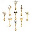Cross-Border Hot Multi-Color Stainless SteelPiercing Eyebrow Nail Zircon Love Moon Star Eyebrow Studs