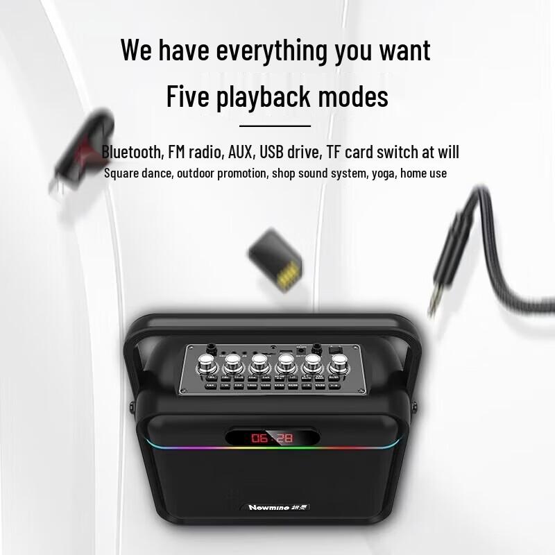 Přenosný Bluetooth karaoke reproduktor Newmine K112, čínská zástrčka (adaptér součástí dodávky)