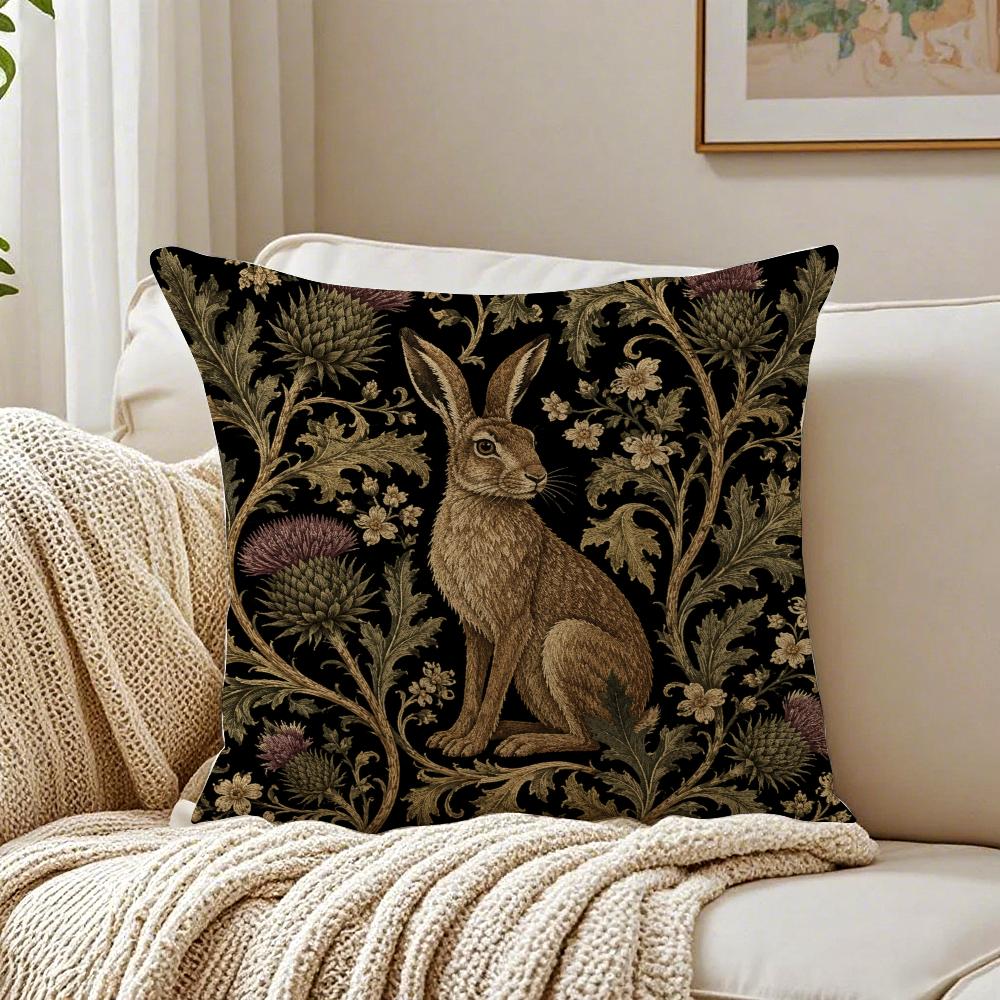 Boho Woodland Accent Animal Pillow Case Breathable Organic Short Plush Cushion Covers Wrinkle-Resistant Soft Durable